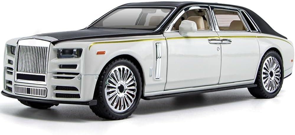 Alloy 1:24 Toy car Model, All Doors openable, with Lights and Music, Ideal as a for Children and Teenagers, and a Collectible Model for car Enthusiasts. (White-Black)