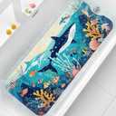 XIYUNTE Kids Bath Mat for Tub Non Slip - 40''x16'' Bathtub Mat Non Slip for Kids and Adult, Safety Baby Bath Mat for Tub with Suction Cups and Drain Holes, Machine Washable Baby Bathtub Mat, Whale-1
