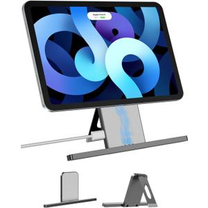 YACAISI Magnetic Wireless Charger for iPad 10th Generation, iPad (A16) Only, 18W iPad Tablet Fast Charging Stand Smart Connector Alloy Wireless Charging iPad with USB-C Cord Cable, Grey