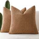 Foindtower Pack of 2, Decorative Textured Boucle Throw Pillow Covers Accent Solid Pillow Cases Cozy Soft Couch Cushion Case for Chair Sofa Bedroom Living Room Home Decor 22 x 22 Inch Rust Tobacco