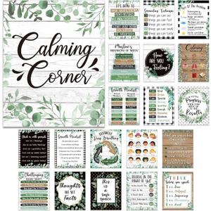 Harloon 20 Pcs Calming Corner Classroom Posters Mental Health Posters Therapy Office Feelings Chart Home Preschool Elementary Classroom Educational Decorations for Teachers Kids(Farmhouse)