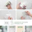 Clear Adhesive Wall Storage Bins, 4 Pack Cabinet Door Organizer Holders, Hanging Wall Mount Pockets, Plastic Cups for Shower Bathroom Makeup Office Craft Remote Kitchen Sink RV Organization (Small)