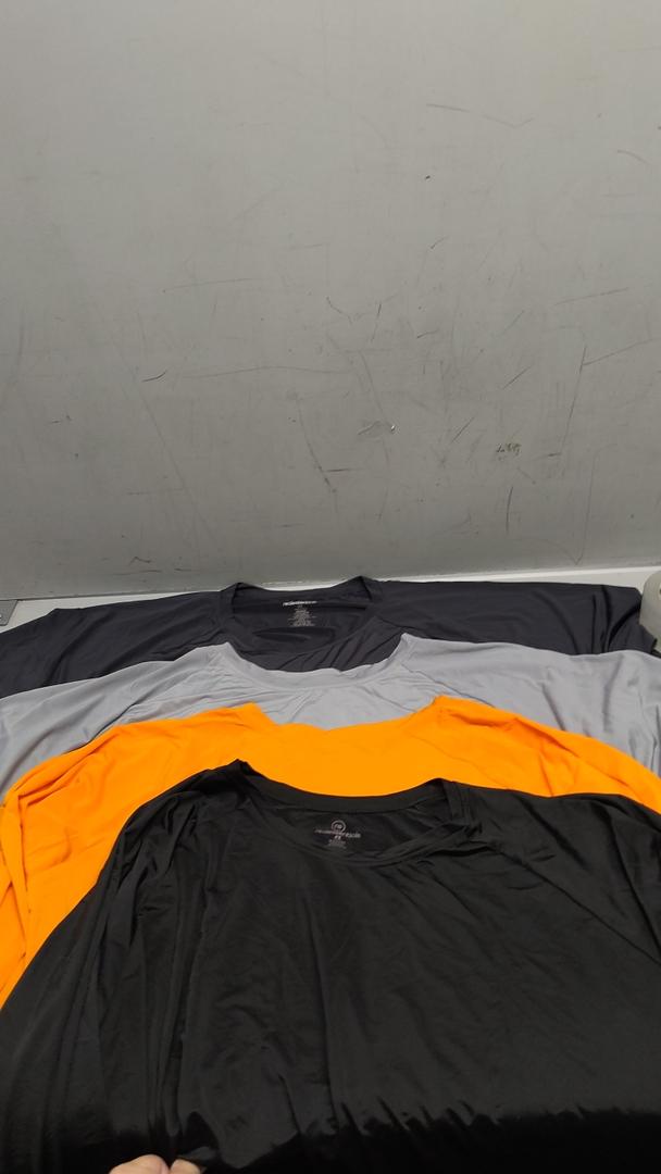 Real Essentials 4 Pack: Mens Short Sleeve Rash Guard Shirt Quick Dry UPF 50+ Sun Protection Swim, Size 4 X