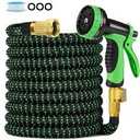 Expandable Garden Hose 100 ft with 10 Function Spray Nozzle, Flexible, Kink Free, Leak-Proof, Ultra Lightweight Retractable Stretch Water Hose 100ft for Yard, Lawn, Car Wash and Outdoor, Black Orange