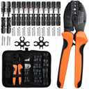 Solar Crimper Tool Kit for AWG8-12 Cable -23 PCS Solar Panel Connectors Kit with Ratcheting Crimping Tool Pliers, 12 Pairs of AWG8-14 Solar Connectors, 2 Wrenches, Bag