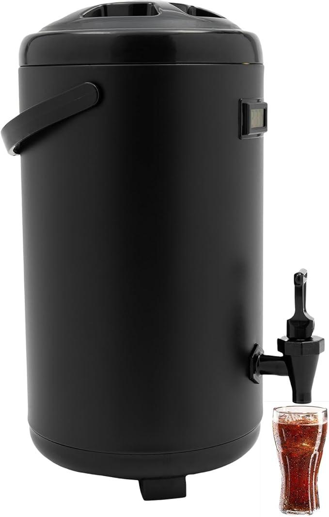 CUBELLIN Insulated Beverage Dispenser (12L / 2 & 1.5 Gallon Options) – Stainless Steel Hot & Cold Drink Barrel with Spigot and Electronic Thermometer