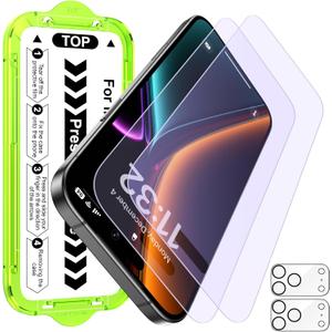 Esanik 2+2 Pack for iPhone 17 Pro Matte Anti-Blue Light Glass Screen Protector - Anti-Glare, Anti-Fingerprint, Anti-Reflection, 9H Hardness, Smooth Touch, Easy Alignment Tray