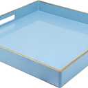 Spsyrine Light Blue Decorative Tray for Living Room, Square Modern Plastic Coffee Serving Table Tray for Ottoman Bathroom Kitchen, 13"*13".