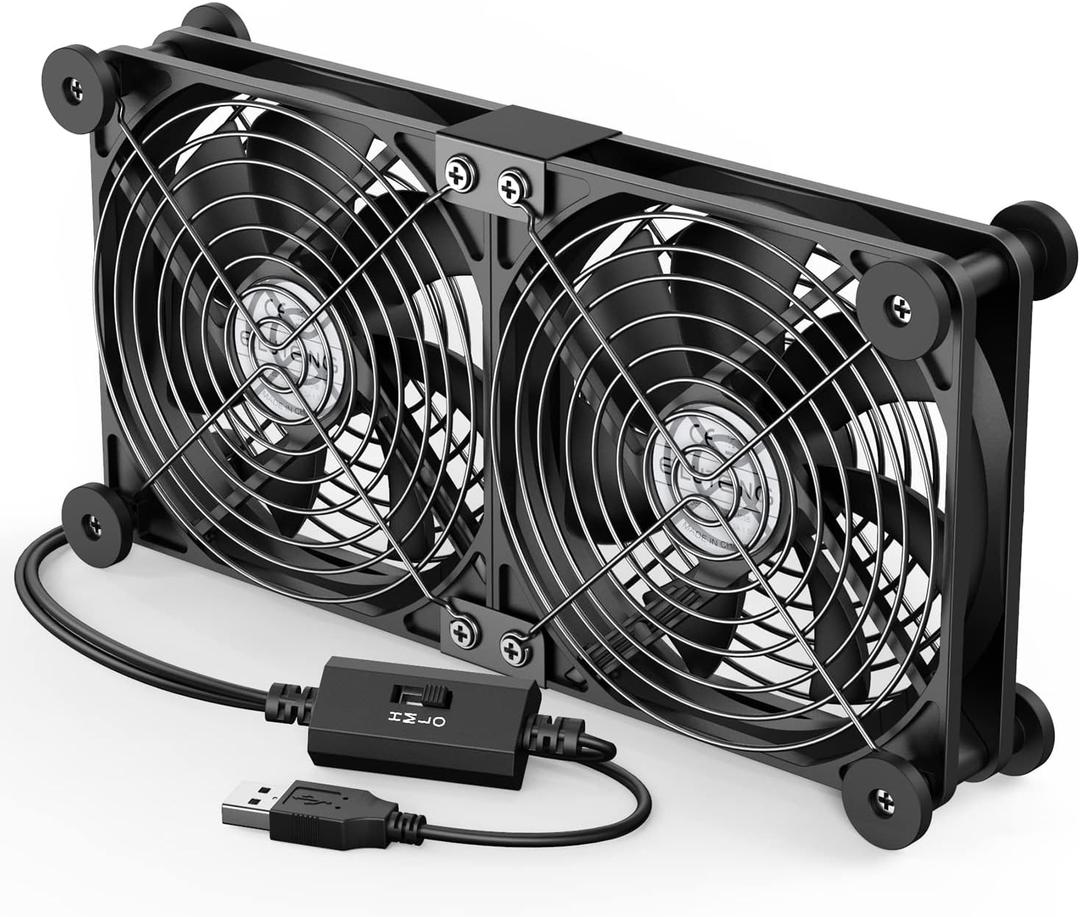 ELUTENG Dual USB Computer Cooling Fan High Speed 120mm Fan Adjustable 5V USB Port Heatsink Cooling Fan 12cm for Laptop Receiver DVR PlayStation Xbox Desk Computer Cabinet Cooling