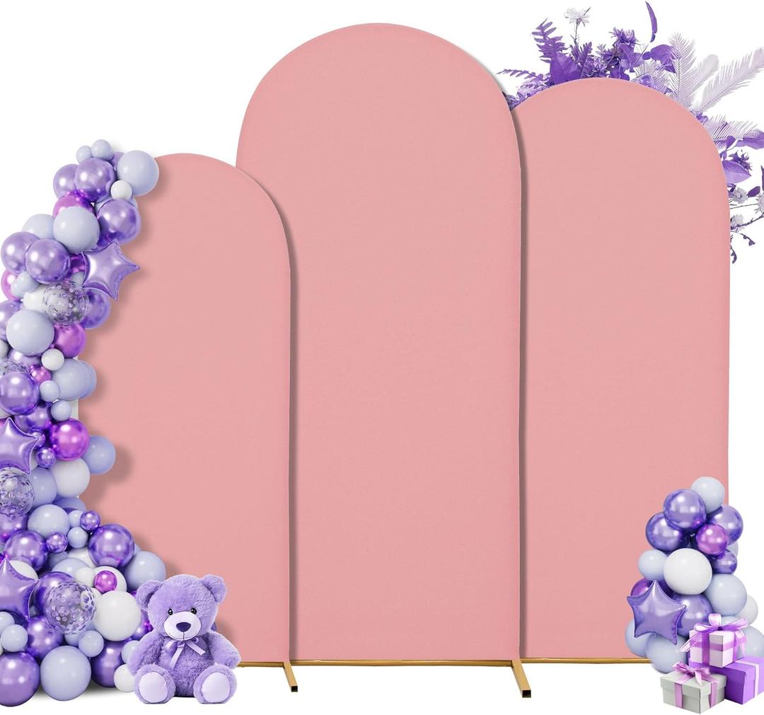 3-Piece Arch Cover Bundle  7.2FT, 6.6FT & 6FT Stretch Spandex Backdrop Set  Wedding, Birthday & Photo Booth Arch Covers for Every Event (Light pink)