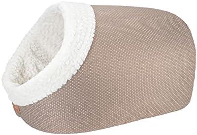 Miss Meow Cat Bed for Indoor Cats,Medium Large Cats Cave Bed,Machine Washable Slip Resistant Bottom,Ultra Soft Plush Cushion (Beige Cave M)