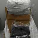 Monbix Queen Comforter Set - 7 Pieces Bed in a Bag Queen, Grey-Stripe Bedding Sets, All Seasons Comforter Bed Set with Sheets, Pillowcases & Shams