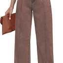 luvamia Wide Leg Jeans for Women Trendy High Waist Straight Leg Baggy Jeans Stretchy Denim Pants Trouser Jeans (Small, Pecan Brown)