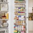 Delamu Adjustable Over the Door Pantry Organizer, 9-Tier Metal Pantry Organization and Storage for Kitchen, Hanging Spice Rack Seasoning Shelves, Cabinet Door Organizer for Easy Install, 16" White