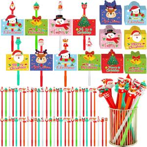 Zhanmai 60 Pcs Christmas Pens Cute Cartoon Gel Ink Fun Christmas Pens for Kids Gift Bulk Xmas Novelty Cards for Students Teacher Holiday Xmas Gift Office School Supplies