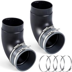 Kingdder 2 Pcs 4" 90 Degree Elbow Dust Collection Hose Fittings Include Connect Elbow and Metal Hose Clamps Rubber Flex Cuff Coupler for Woodworking Dust Collection Fittings Collector Accessories