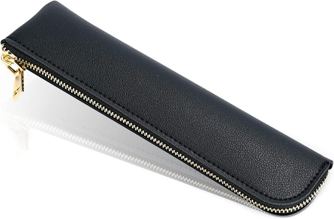 Black pencil case, Small pencil pouch, School Accessories, Pen pouch for men with zipper.