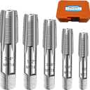 5-Piece NPT Pipe Tap Set, 1/8", 1/4", 3/8", 1/2", 3/4" NPT Tap Set Carbon Steel Hand Threading Plumbing Tap Set for Accurate Threads, Assorted Plumbers Mechanics DIY Thread cutting tools