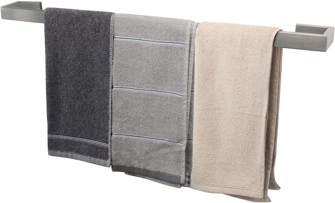 TocTen Bath Towel Rack - Square Base Thicken SUS304 Stainless Steel Towel Bar for Bathroom, Bathroom Bar Accessories Towel Rod Heavy Duty Wall Mounted Towel Holder (Brushed Nickel, 30 Inch)