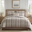 Levtex Home - Spencer Plaid Neutral - King Comforter (106x94in.) + Two King Shams (20x36in.) - Plaid - Beige Tan Cream - Reversible - Brushed Flannel