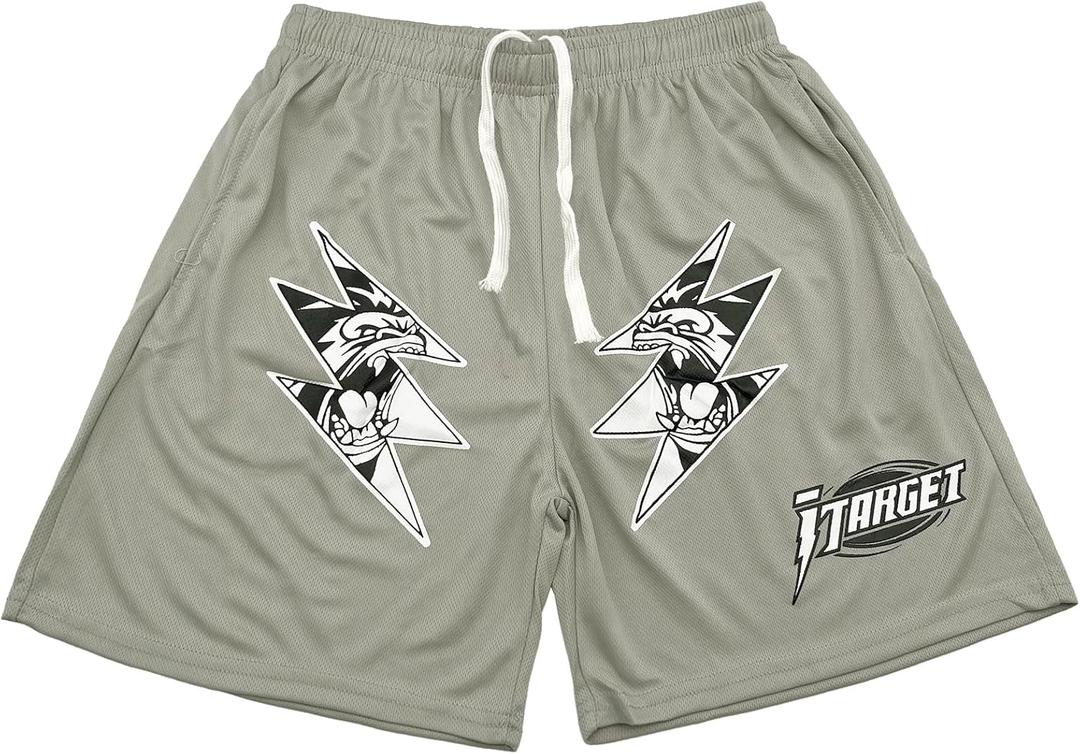 DIOTSR Mens Retro Lightning Graphic Shorts Casual Streetwear Basketball Shorts Athletic Running Shorts with Pockets (Large)