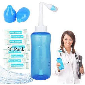 2 x Nasal Wash Bottle, Sinus Rinse Bottle Nose Wash Cleaner 300ml Nasal Wash Bottle Pot Device Nasal Irrigation - Nose Care and Moisturizing for Adult & Kid (1)