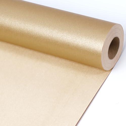 LaRibbons Gold Wrapping Paper, Mini Roll-17 Inch x 33 Feet, Birthday Gift Wrap Paper Rolls, Perfect for Holiday, Wedding, Valentine's Day Presents