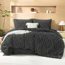 Litanika Dark Grey California King Size Comforter Set with Sheets - 7 Pieces Bed in a Bag California King Tufted Complete Bedding Sets with Comforter, Sheets, Pillowcases & Shams