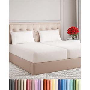 Split King Size 5 Piece Sheet Set - Comfy Breathable & Cooling Bed Sheets Set - Hotel Luxury Bedding for Women, Men, Kids, Teens, Boys & Girls - Deep Pockets & Wrinkle Free - Oeko-Tex - Antique White