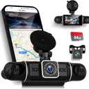 NHOPEEW 4 Channel Dash Cam 360 Coverage: Front 2K + Triple 1080P Car Camera Built-in WiFi Car Camera with App, Front Rear Left Right Inside with G-Sensor/Night Vision/Loop Recording + 64GB Card