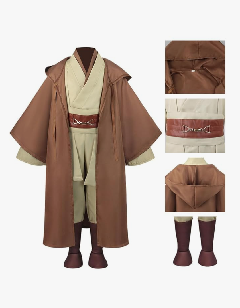Knight Costume Kids Child Tunic Hooded Robe Pants Belt Shoes Halloween Cosplay Costume Outfit Suit, Size Large