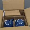 LE TAUCI 8 oz Cappuccino Cups with Saucers, Ceramic Large Coffee Cup for Au Lait, Double shot, Latte, Cafe Mocha, Tea - Set of 4, Ceylon Blue