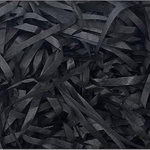 ZHODR Cut Paper Shred Filler for Gift Boxes, 8 oz (1/ 2 lb) Easter Basket Filler, Filler for Wrapping Gifts, Crafting Activities, Display Merchandise, Weight and Many Color Options (Black)