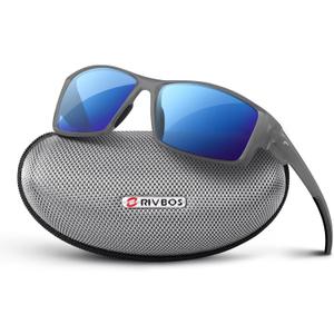 RIVBOS Polarized Sports Sunglasses Driving shades For Men Women TR90 Unbreakable Frame RBS861 (Large, Matte Grey Blue Lens) RIVBOS Polarized Sports Sunglasses Driving shades For Men Women TR90 Unbreakable Frame RBS861 (Large, Matte Grey Blue Lens)