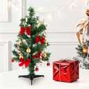 18inch Unlit Mini Artificial Christmas Tree with 20 Ornaments, Tabletop Xmas Tree with Plastic Stand for Holiday Decoration Home, Party, Easy Assembly & Foldable Stand,Green/White