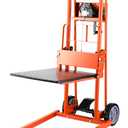 VEVOR Material Lift Winch Stacker, 330lbs Capacity Pallet Truck Dolly, 42.9in Max Lifting Height Manual Winch Stacker, Multifunctional Manual Pallet Truck Stacker with Swivel Casters and Lift Plate