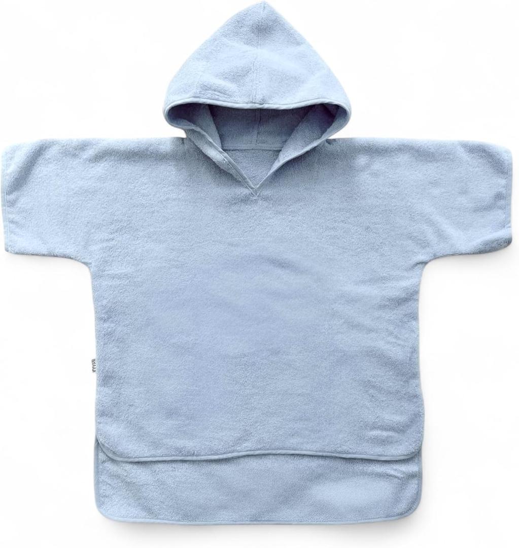 Hooded Poncho Towel for Toddler Boy & Girl - 100% Soft Organic Cotton, Absorbent, Breathable, Lightweight. Ideal for Bath, Pool, Beach 2-3T (Blue, 2-3T)