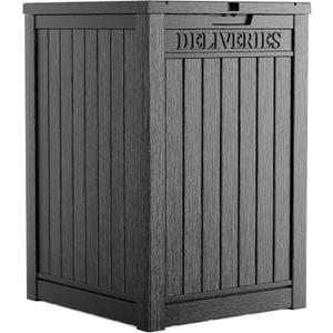 Package Delivery Box 55 Gallon with Lockable Secure,Outdoor Package Drop Container Waterproof for Porch Patio and Curbside(Black)