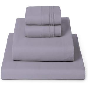 Mellanni Full Sheets Set - 4 PC Iconic Collection Bedding - Hotel Luxury, Extra Soft, Cooling Bed Sheets - Wrinkle, Fade, Stain Resistant (Full, Hazy Lilac)