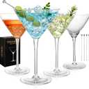 10oz Large Martini Glasses Set of 4,Classic Crystal Cocktail Glasses, Hand Blown Martini Glass for Espresso Martini, Cosmopolitan, Manhattan, Home Bar Gift Set
