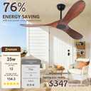 52 Inch Ceiling Fan No Light, Wood Outdoor Ceiling Fans for Patios Living Room Bedroom, Indoor Modern 3 Blade Propeller Wet Rated Ceiling Fan without Lights with Remote (Walnut)