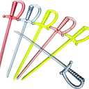 Wowagoga 3.35 Inch Plastic Sword Picks Food Toothpicks Fruit Fork Cocktail Sticks, Multicolor, 100 Count