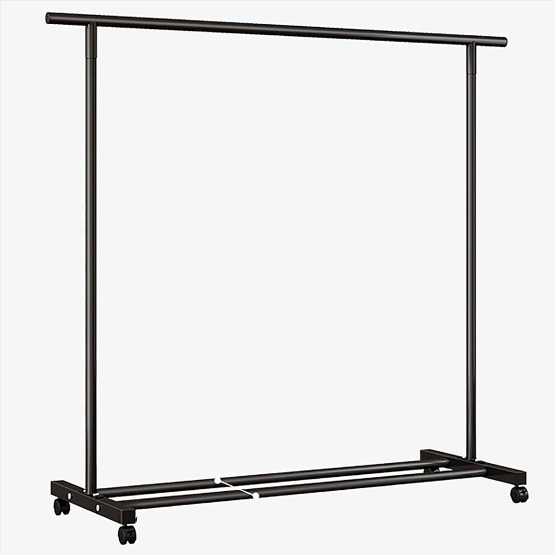 Metal Clothes Rack Garment Wardrobe Rack, Mobile Free Standing Clothing Closet Rack With Wheels, Portable Clothing Coat Organizer Rack Hanging Rack With Bottom Rack, 100×143cm ( Color : White , Size