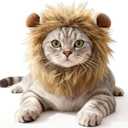 Cat Halloween Costumes - Adjustable Lion Mane Wig Pet Costumes for Cats Realistic Lion Mane Look (L)