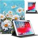 Vimorco for iPad 9th/8th/7th Gen 10.2 inch Case,for iPad Pro 10.5 inch 2017 /for iPad Air 3rd 2019, 360 Degree Rotating with Pencil Holder, Protective Multiple Stand Cover, Auto Wake/Sleep,Daisy