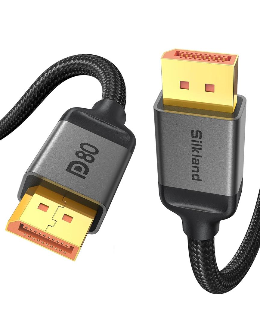 Silkland 80Gbps DisplayPort Cable 2.1 10FT/3M, [16K@60Hz, 8K@240Hz, 4K@540Hz 360Hz 240Hz] DP 2.1 Cable 16K, DP80 HDR DSC Display Port Cord Compatible FreeSync G-Sync Gaming Monitor 5090 7900XTX