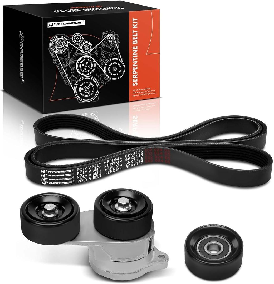 A-Premium Engine Serpentine Belt Drive Kit with Tensioner & Idler Pulley Compatible with Honda Pilot 2012 2015, Odyssey 2011-2017, Ridgeline 2012-2014, Crosstour 2012, 3.5L