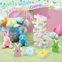 Thenshop Easter Wooden Blocks Stacking Game Tumbling Tower and Balance Games Bunny Table Decorations Wooden Stacking Game Indoor and Outdoor Play Bunny Stack Ideal Decor for Family Gathering