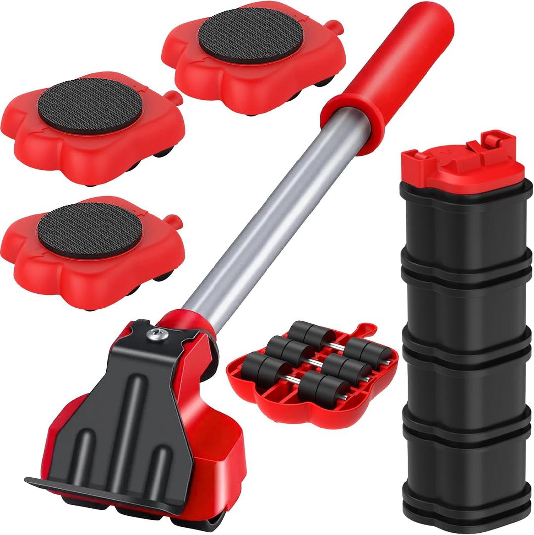 Furniture Lift Mover Tool Set, 13pcs Furniture Lifter & Mover Sliders with 24 Wheels & Adjustable Height Lifting Lever for Moving Couches Sofas Refrigerators,Appliance