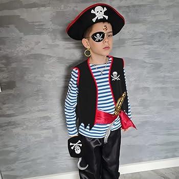 BanKids Pirate Costume Kids Pirate Role Play Dress Up Boys Halloween Costume Cosplay Birthday Party, 4-6 Y